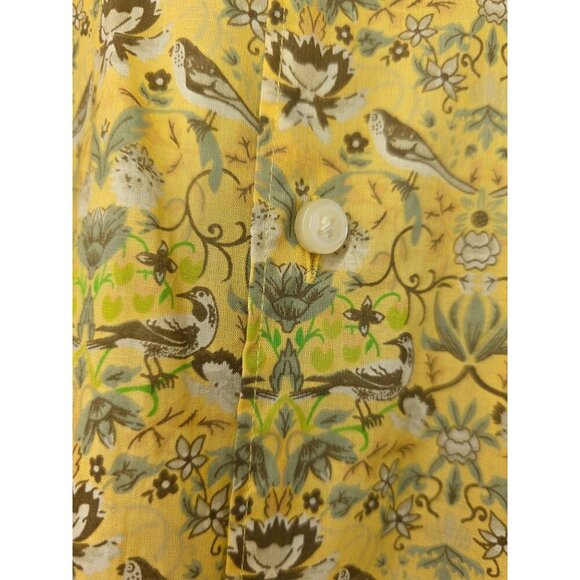 Northern Isles Cotton Shirt Men L Pale Yellow Bird Floral Print VTG Style NWT - Picture 6 of 8